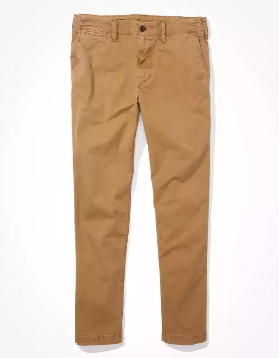 Pantalon American Eagle AE Flex Slim Droit Khaki Kaki Homme | TCH-70689567